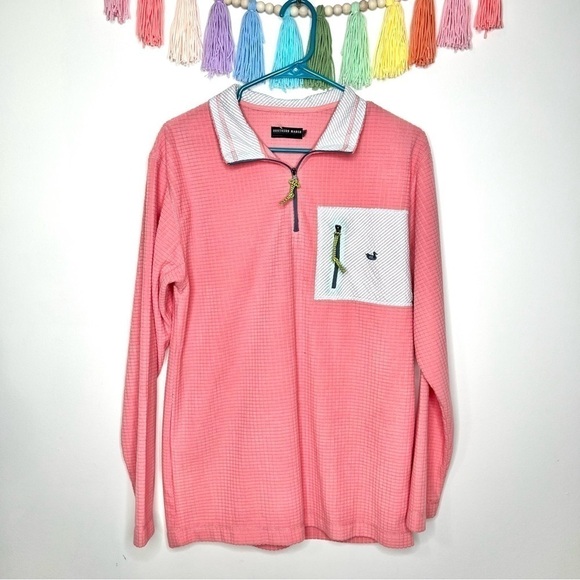 Southern Marsh Pink and Blue Pull Over Sweatshirt Popover 1/2 Zip Size XS - Picture 6 of 16